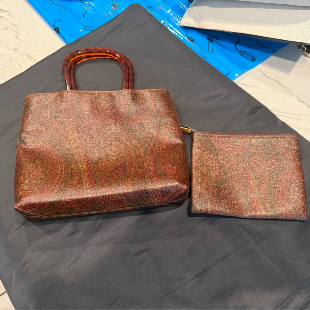 ETRO Paisley Pattern E Logo Plastic Handle PVC Pouch
Handbag (2PIECE) - Picture 2 of 16